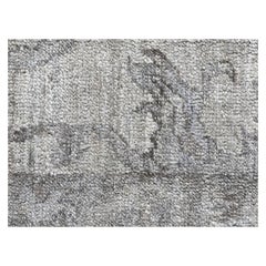 Large Oushak Carpet Silver Colored Wool
