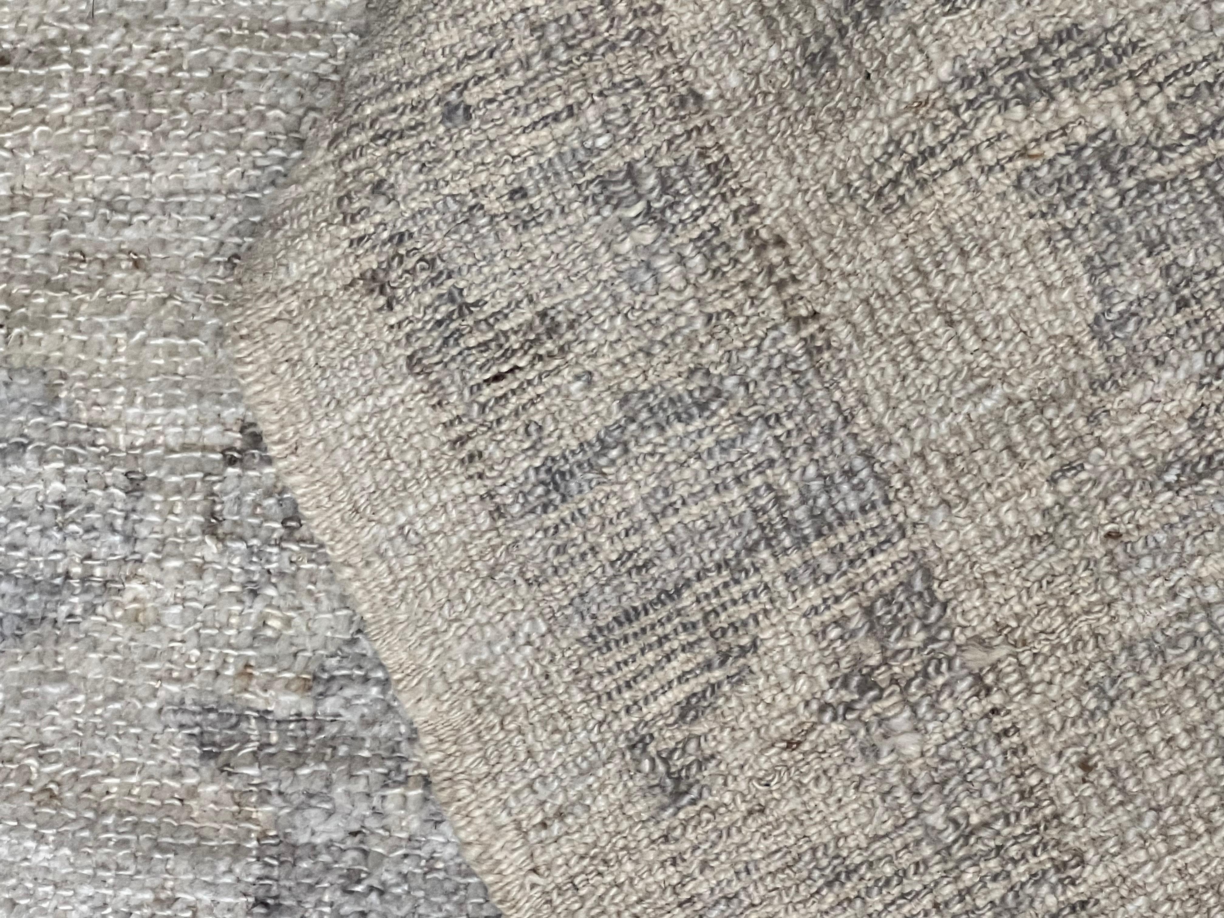 Hand-Knotted Large Oushak Carpet Silver Colored Wool For Sale