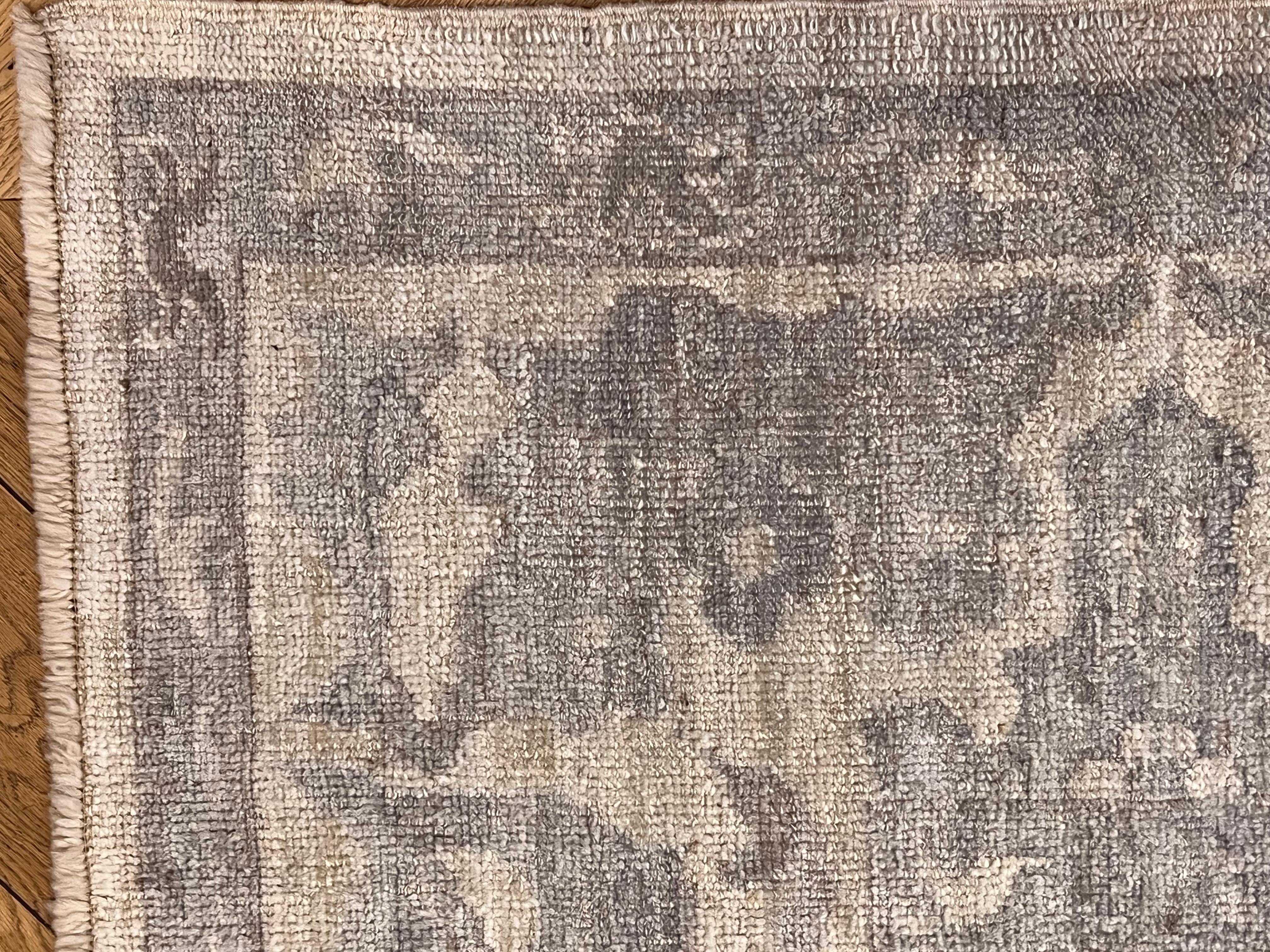 Contemporary Large Oushak Carpet Silver Colored Wool For Sale