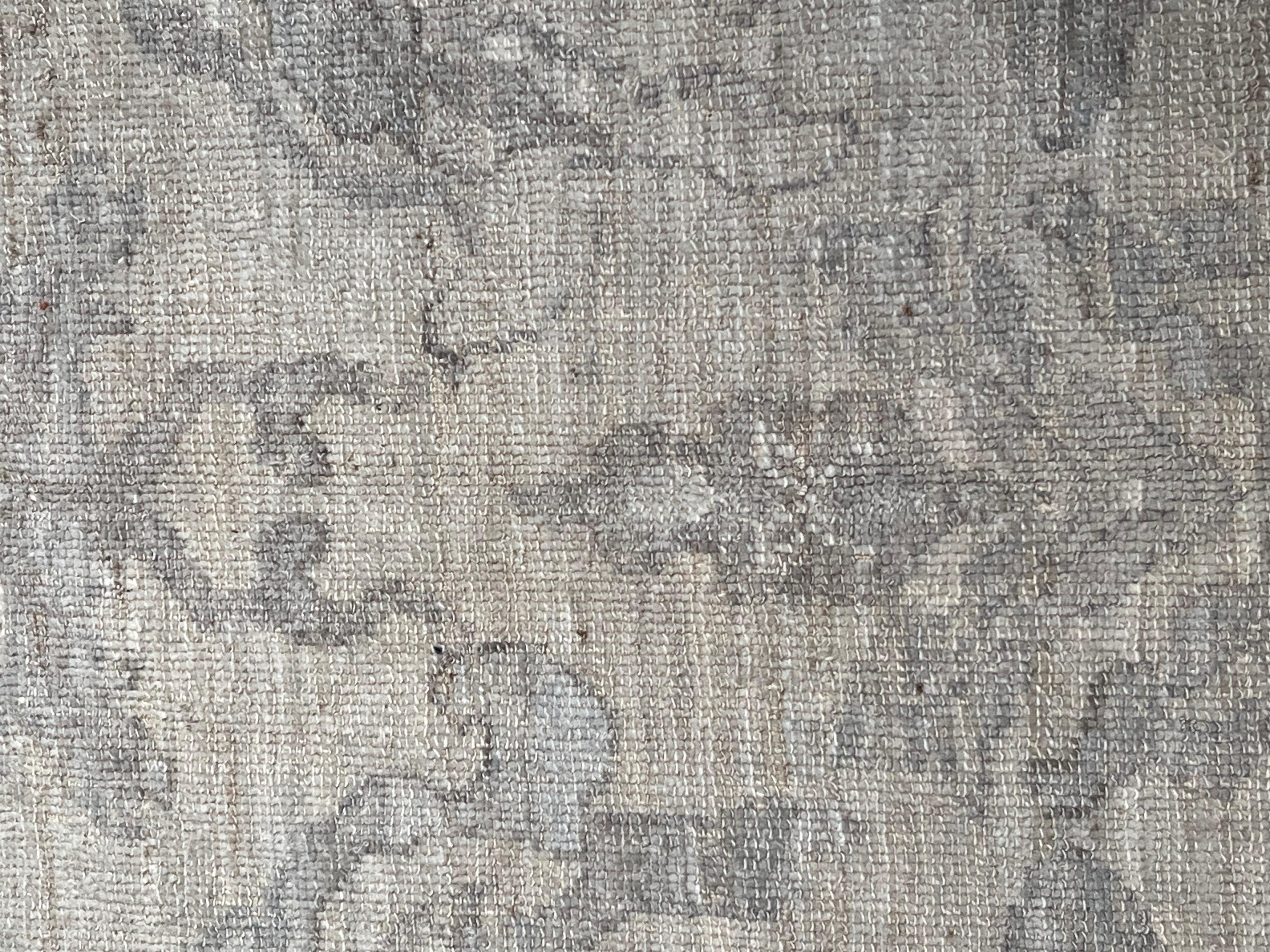 Large Oushak Carpet Silver Colored Wool For Sale 2