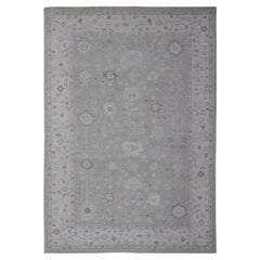 Large Oushak Rug with Soft Gray and Subtle Ivory and Sage Accents 11'10 x 17'5