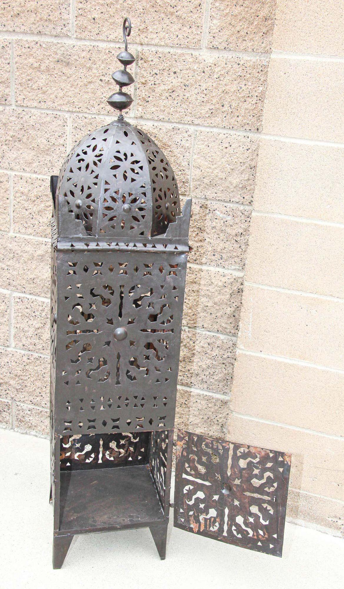 Large Outdoor Metal Moroccan Hurricane Candle Lantern For Sale 1