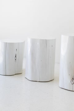 Large Outdoor Tree Stump Side Tables, White
