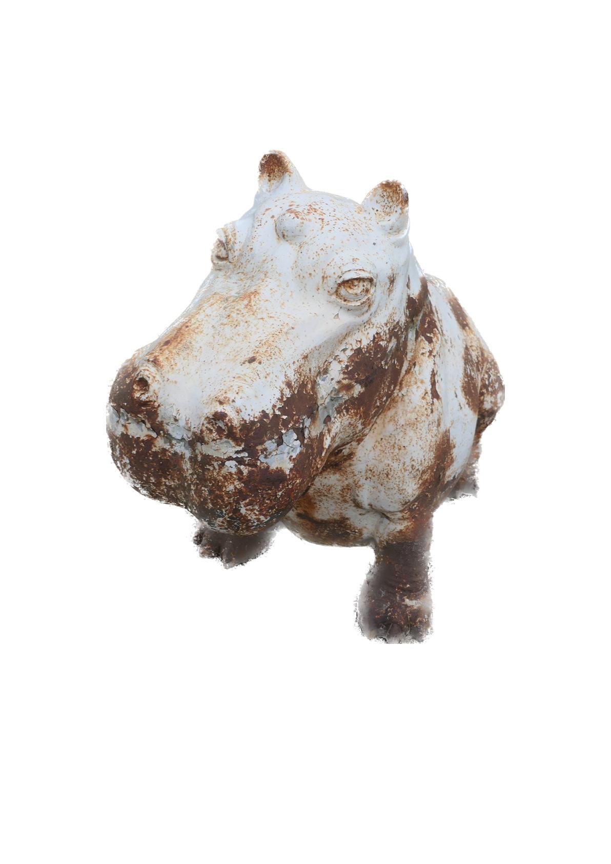 Large Outdoor Weathered Cast Iron Hippopotamus   A Super chap 4