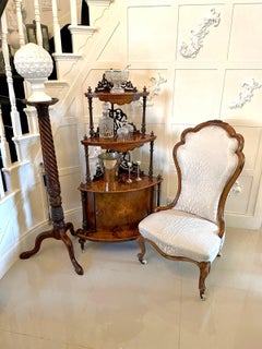 Large Outstanding Quality Antique Victorian Inlaid Burr Walnut Corner Whatnot