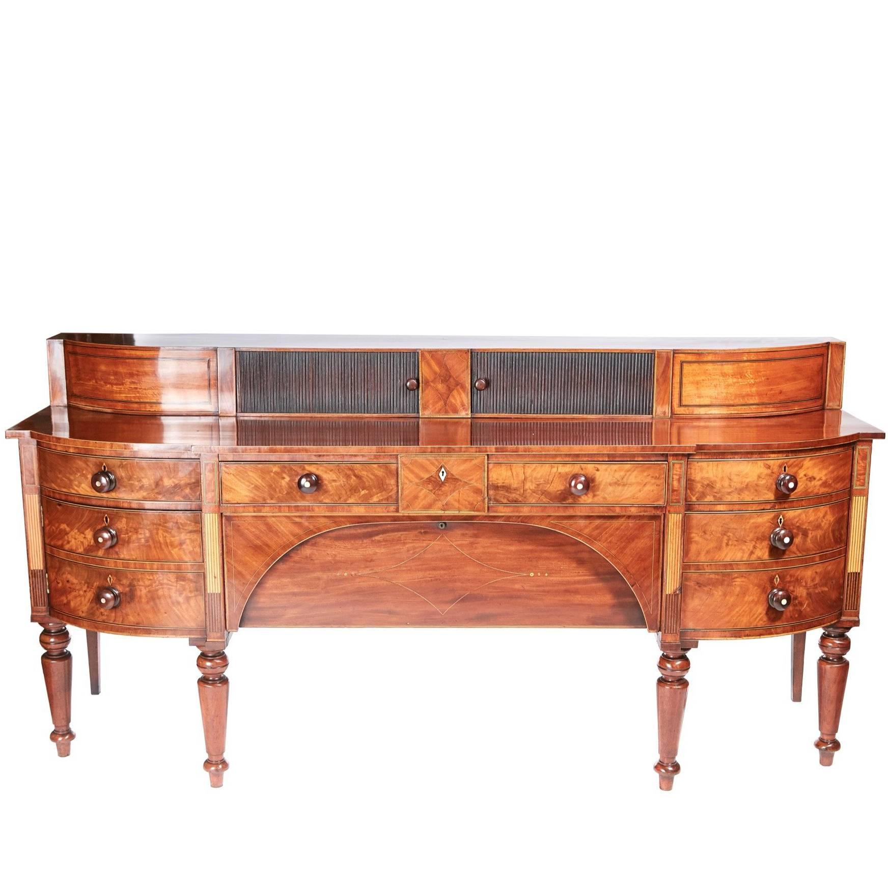 Large Outstanding Quality Georgian Inlaid Mahogany Sideboard