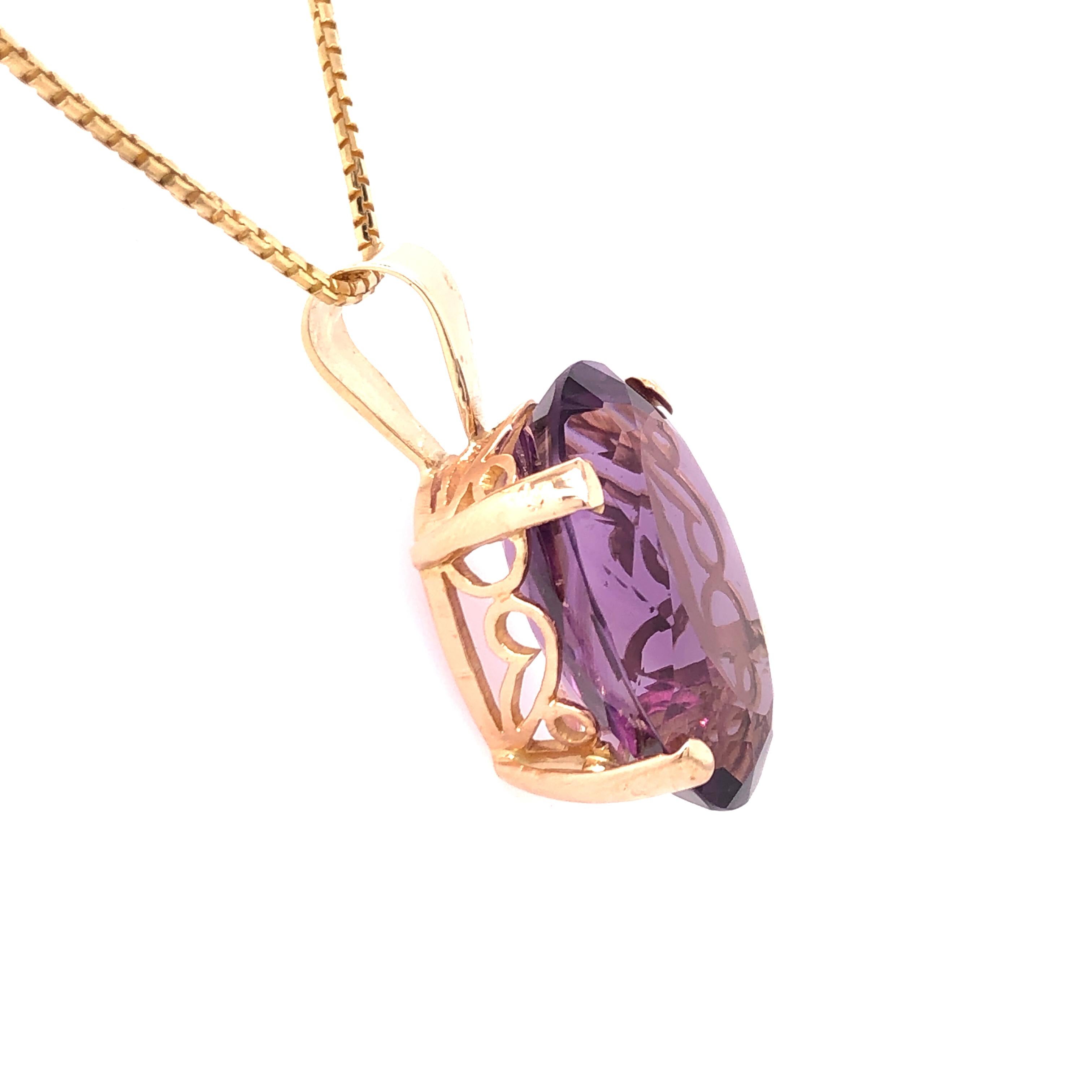 Oval Cut Large Oval Amethyst Yellow Gold Pendant