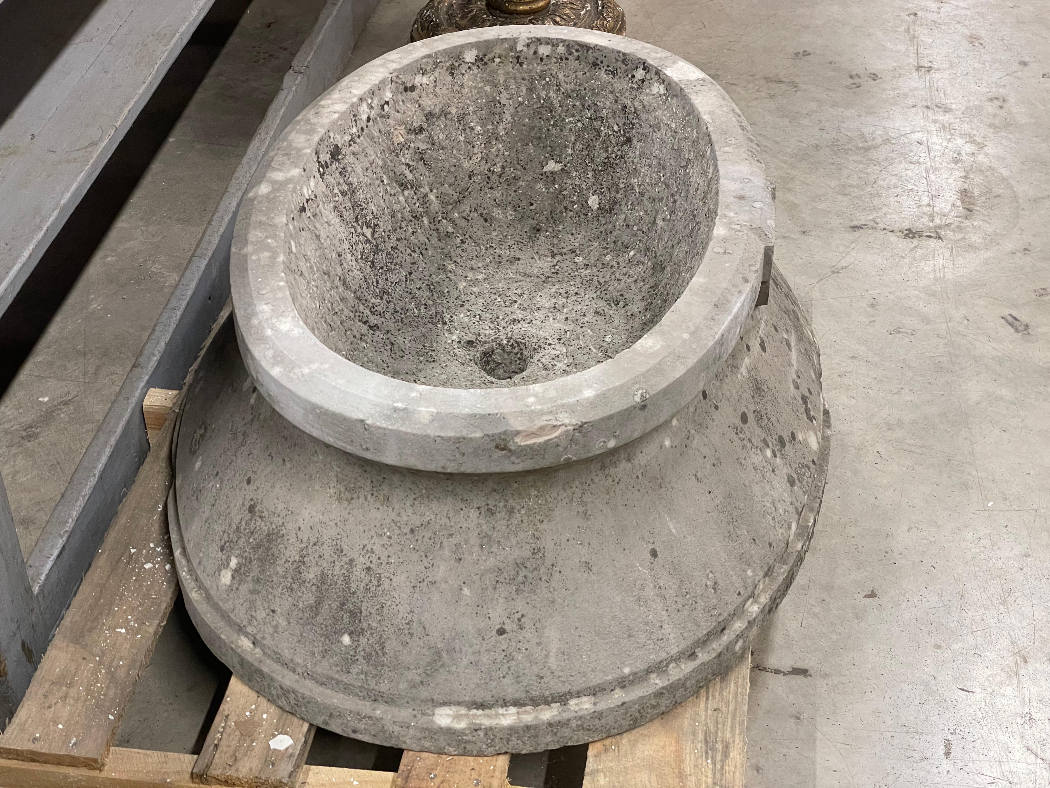 French Large Oval Antique Limestone Trough