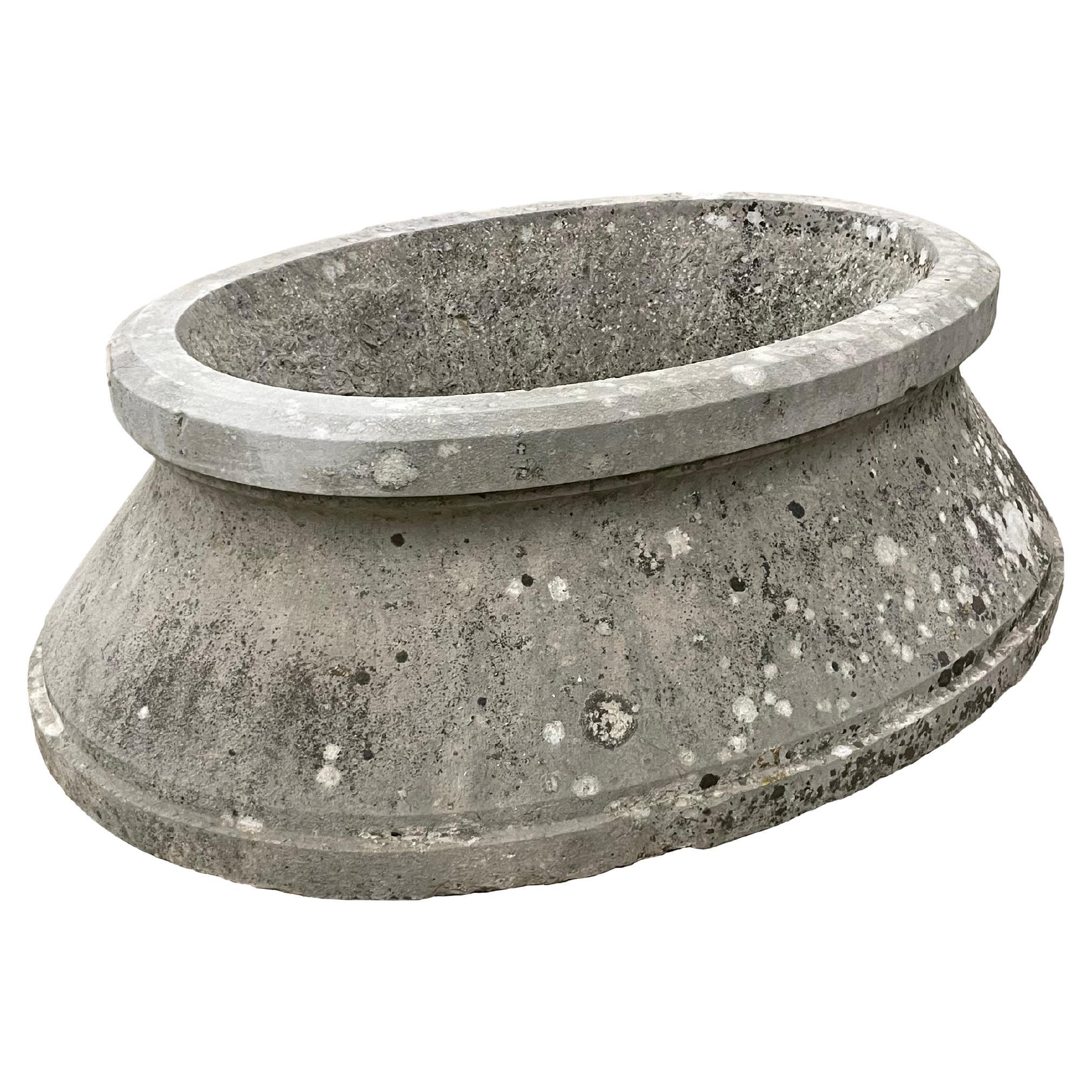 Large Oval Antique Limestone Trough For Sale