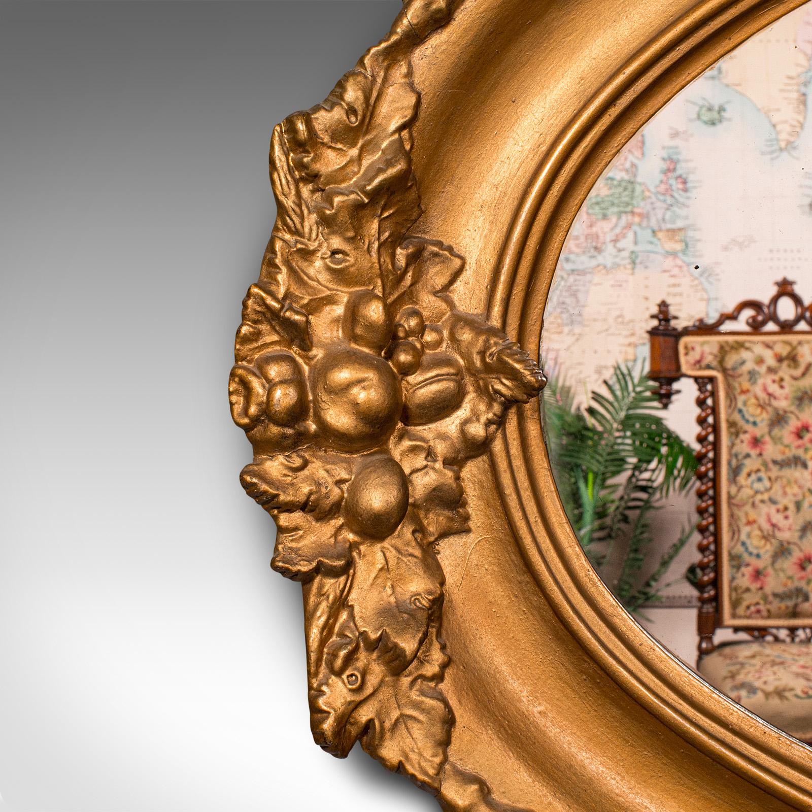 Britannique Grand miroir ovale ancien, gesso doré anglais, salon géorgien, 1800 en vente