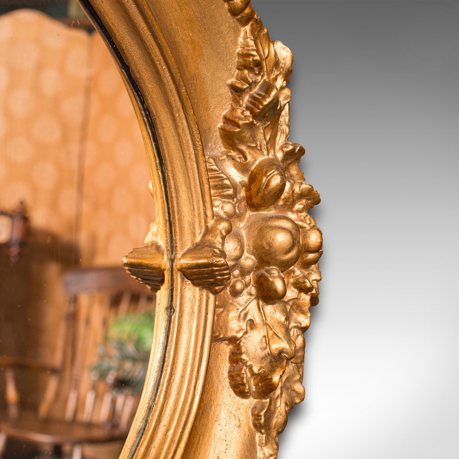 Grand miroir ovale ancien, gesso doré anglais, salon géorgien, 1800 Bon état - En vente à Hele, Devon, GB