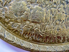 Large Oval Asian Brass Wall Hanging Marriage Charger