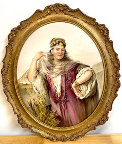 Grande plaque ovale en porcelaine de Berlin « K.P.M. » représentant une danseuse de harem