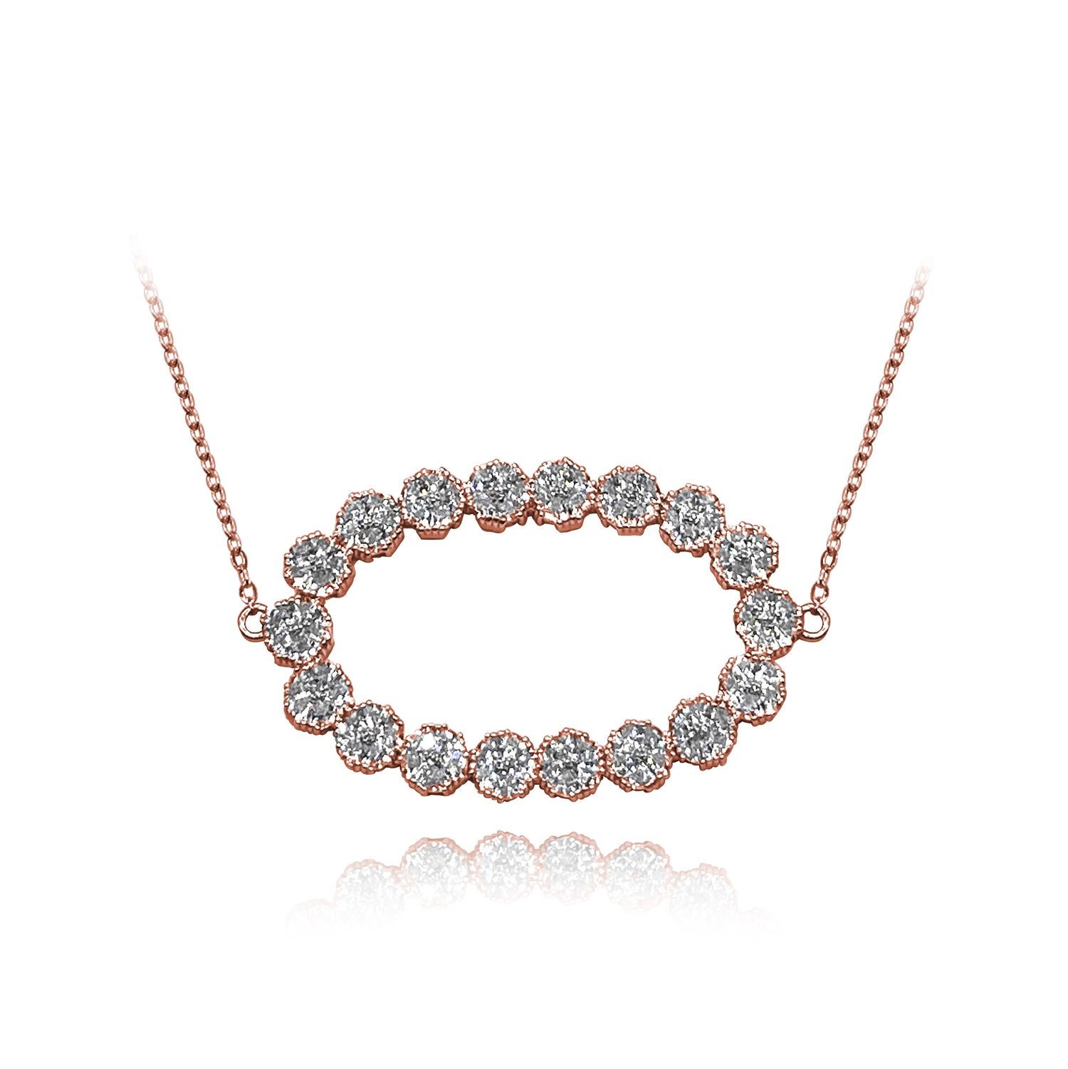 Modern Large Oval Blossom Gemstone Necklace  For Sale