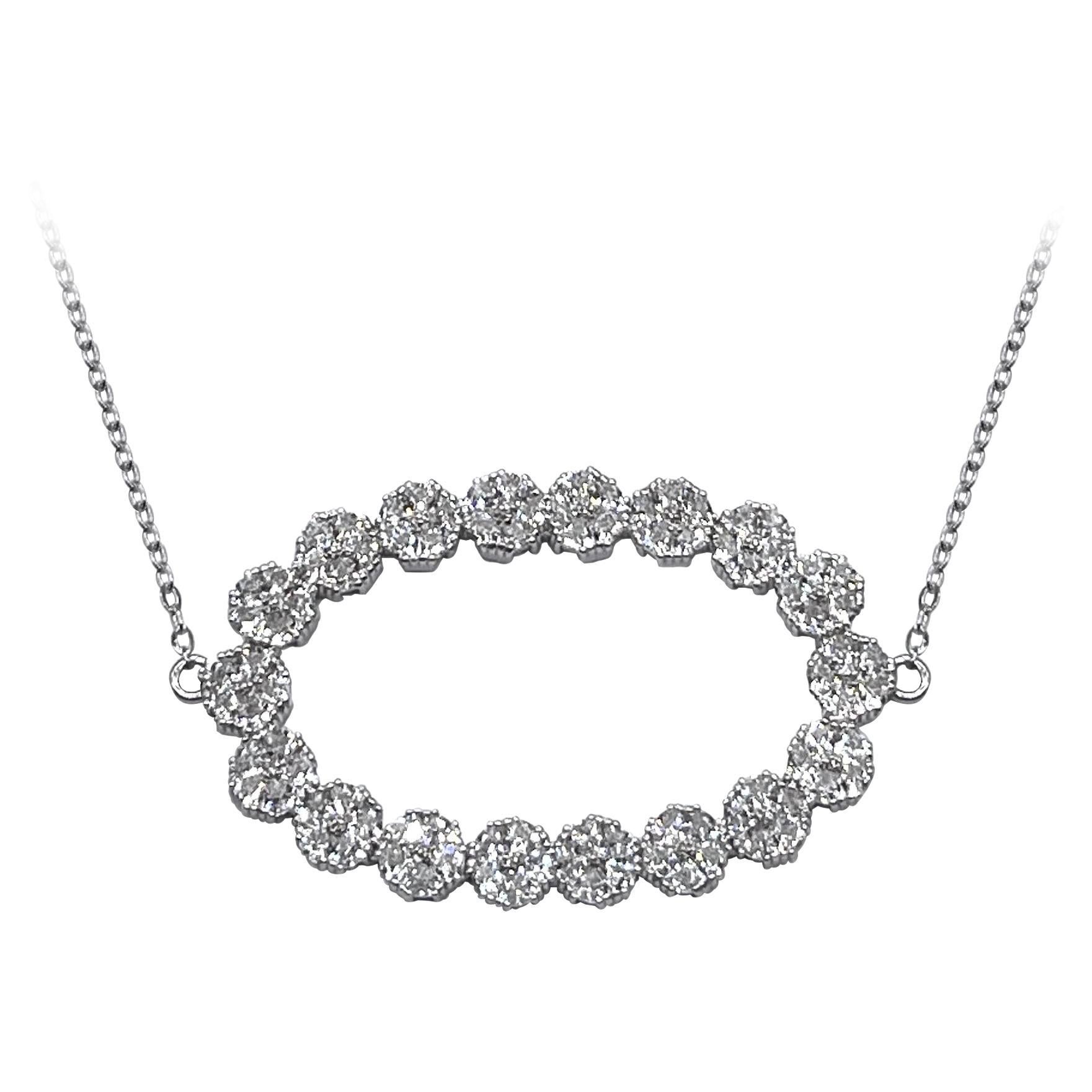 Large Oval Blossom Gemstone Necklace 