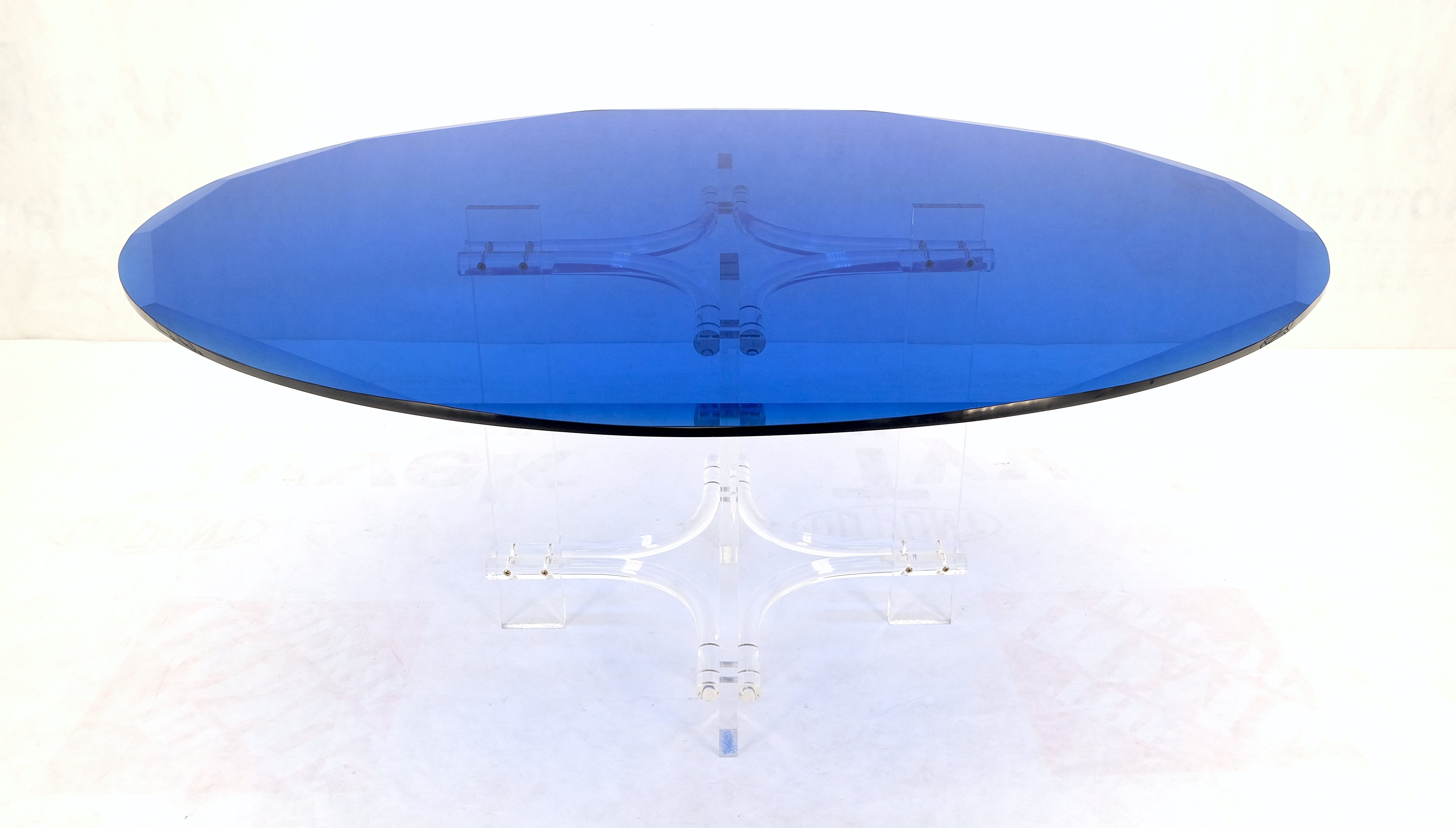 blue glass dining table