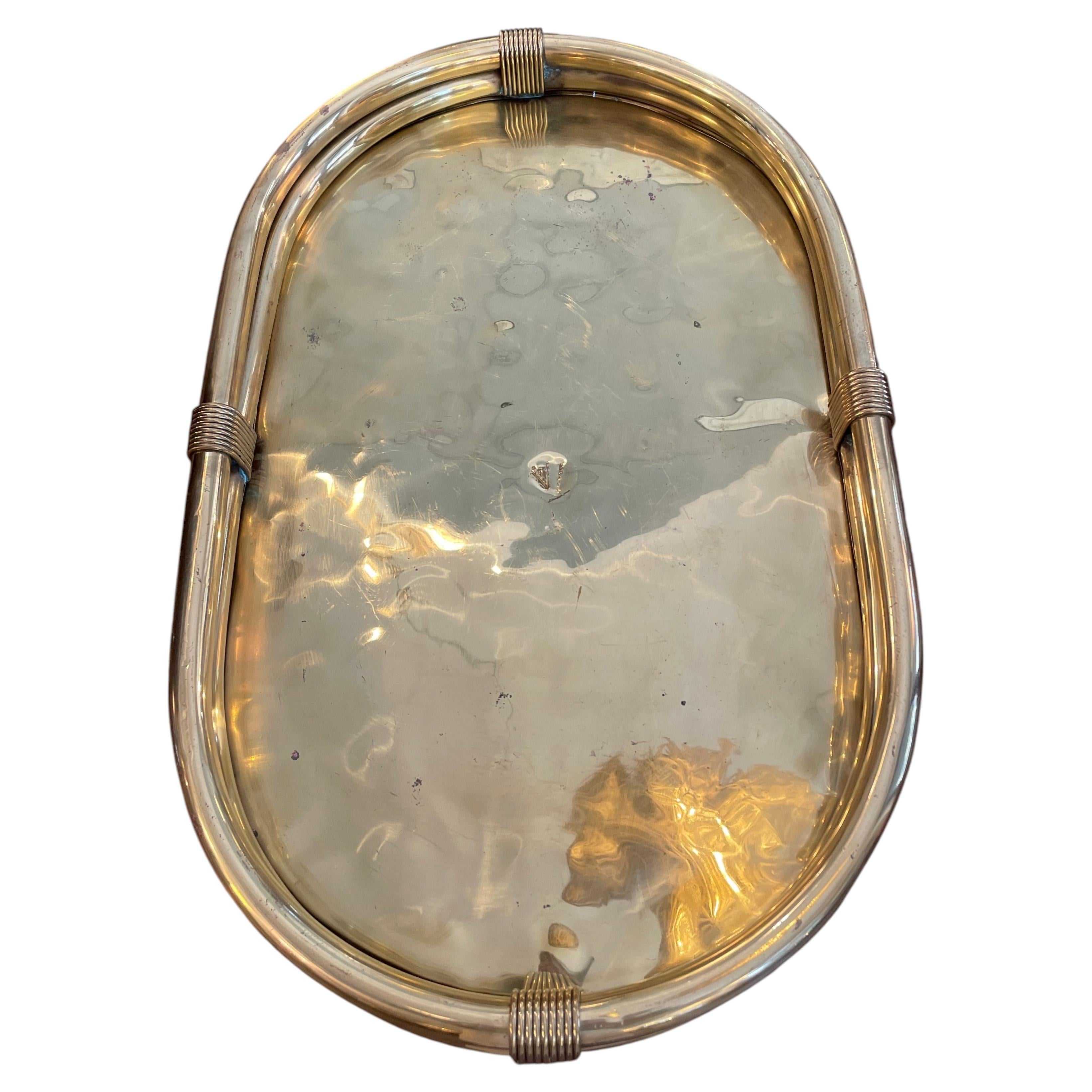 Large Oval Brass Tray from the 1970s