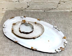 Large Oval Ceramic "Halo" Platter with 22-Karat Gold Luster Crust by Minh Singer