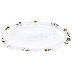 Large Oval Ceramic "Halo" Platter with 22-Karat Gold Luster Crust by Minh Singer