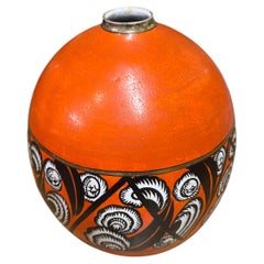 Large oval ceramic vase signed Charmine