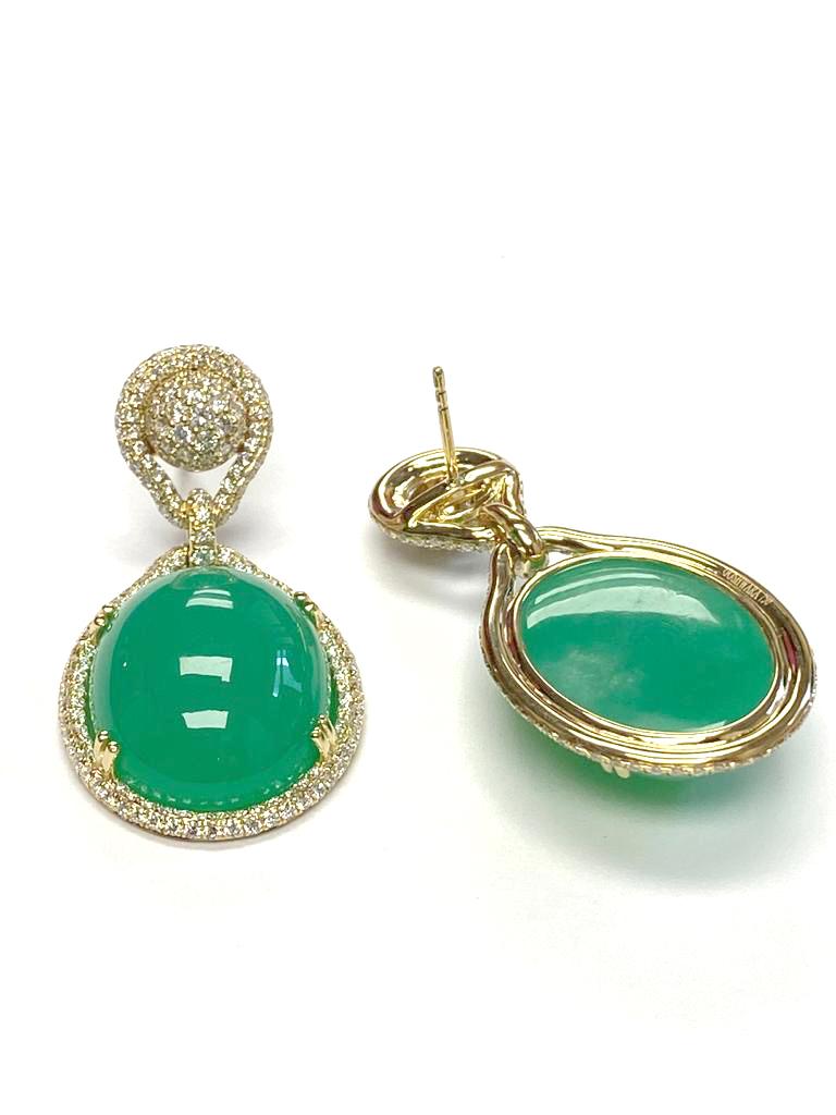 Ohrringe mit ovalem Chrysopras und Diamanten vonshwara im Angebot 3