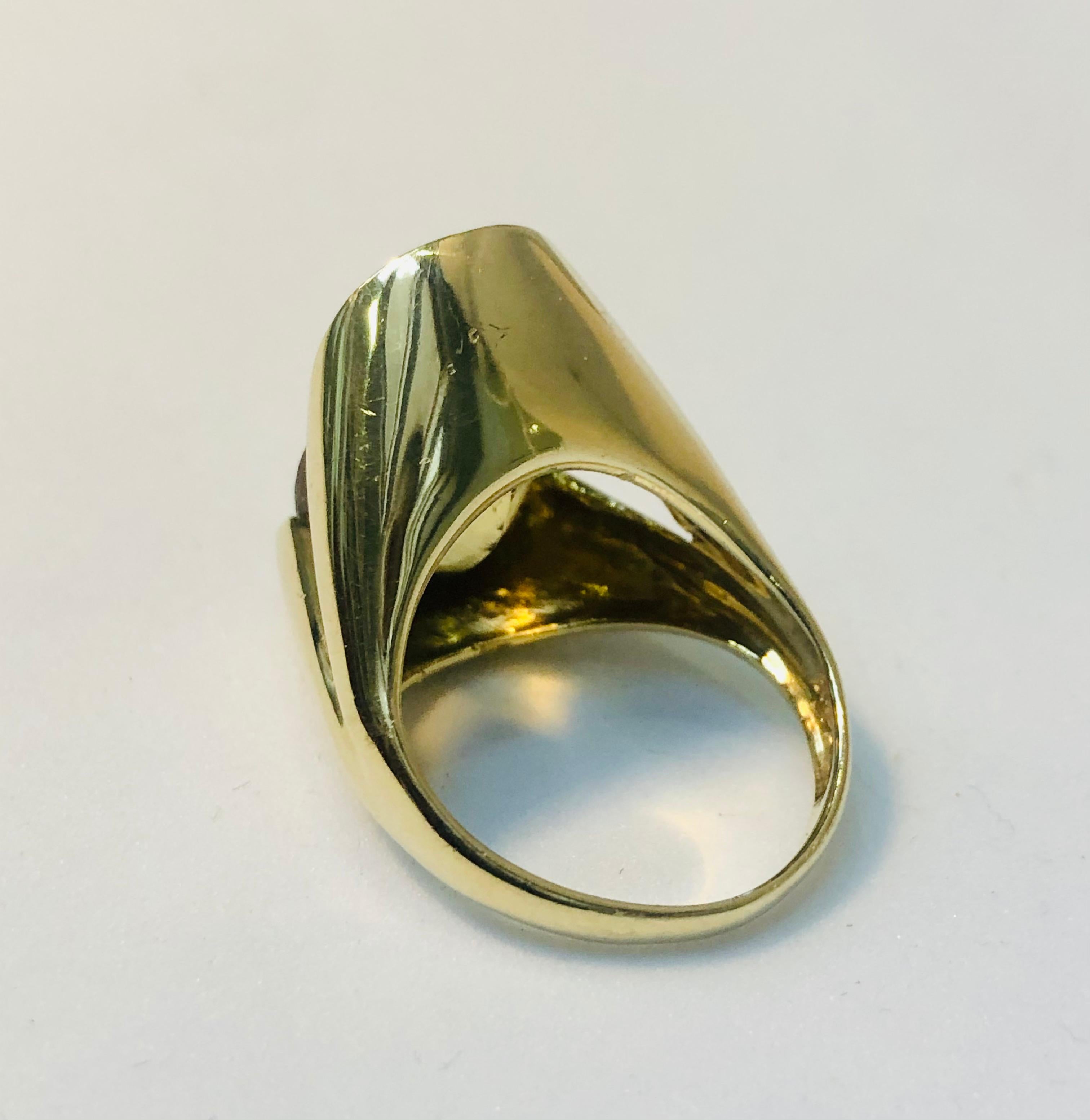 Contemporary Large Oval Citrine Cocktail Ring, 9 Karat Gold