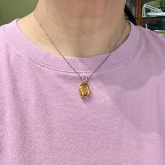 Large Oval Citrine Pendant 14k White Gold