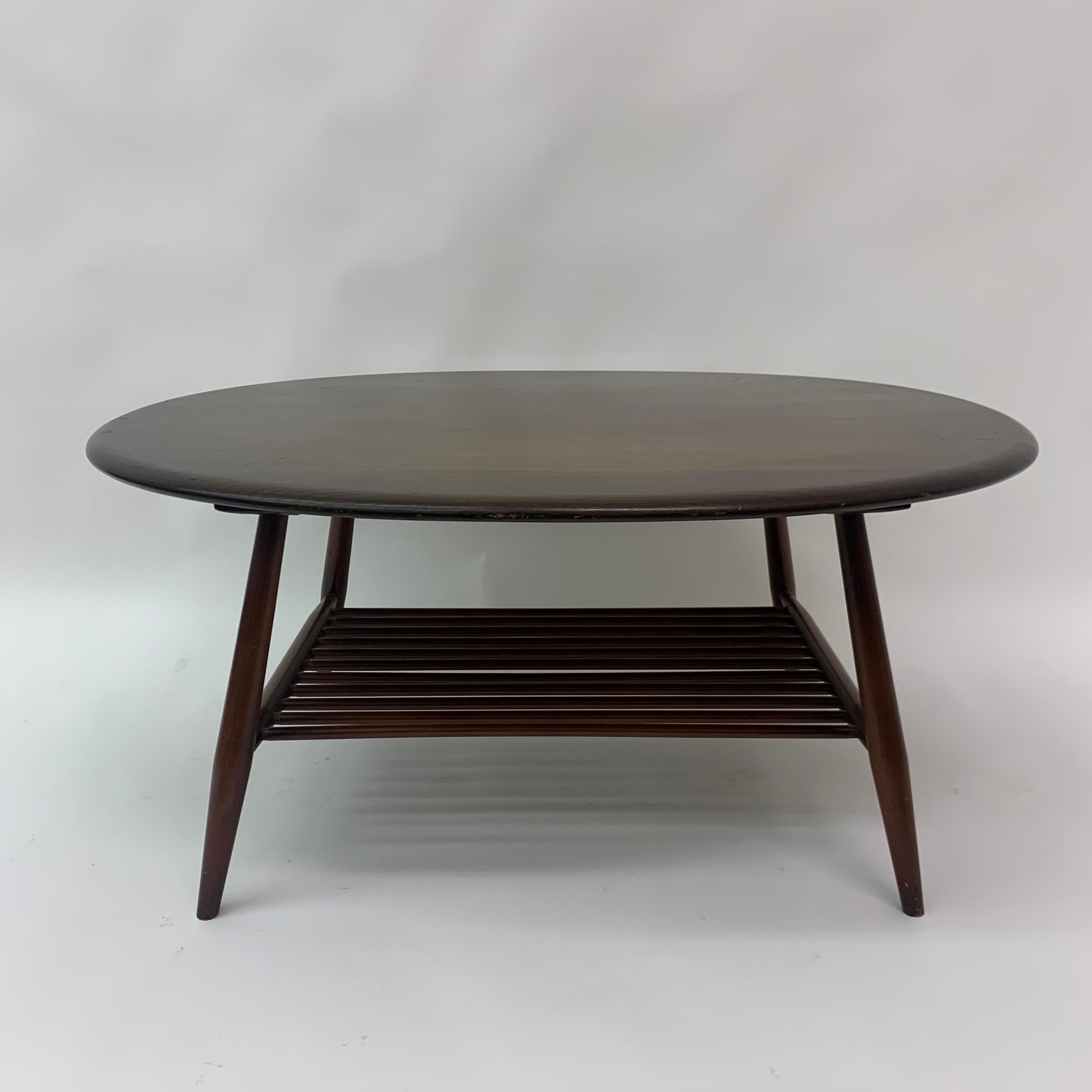 British Large Oval Coffee Table by Lucian Randolph Ercolani for Ercol, England, 1950s