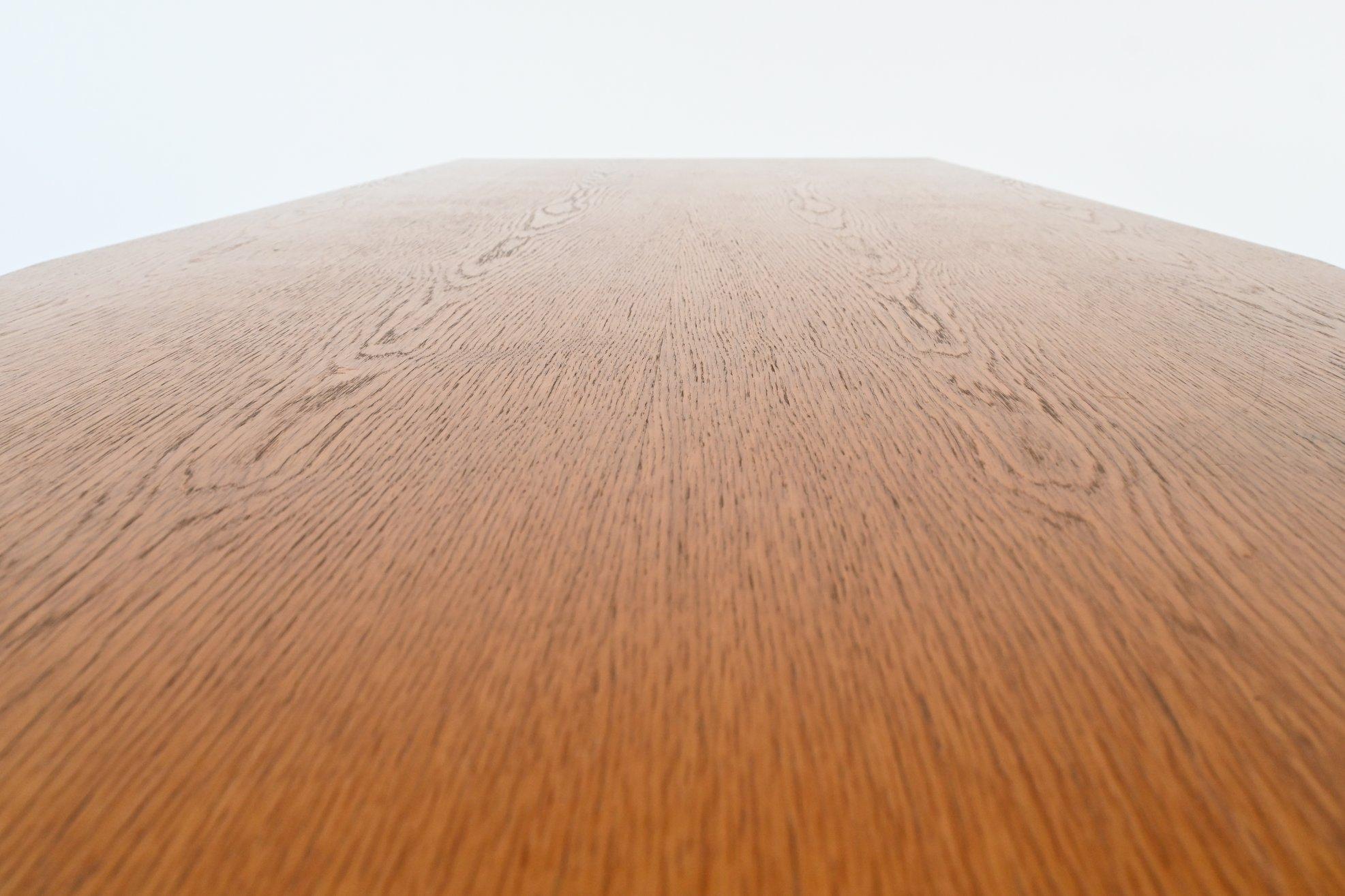 Large Oval Conference or Dining Table Oak Wood, The Netherlands, 1970 3