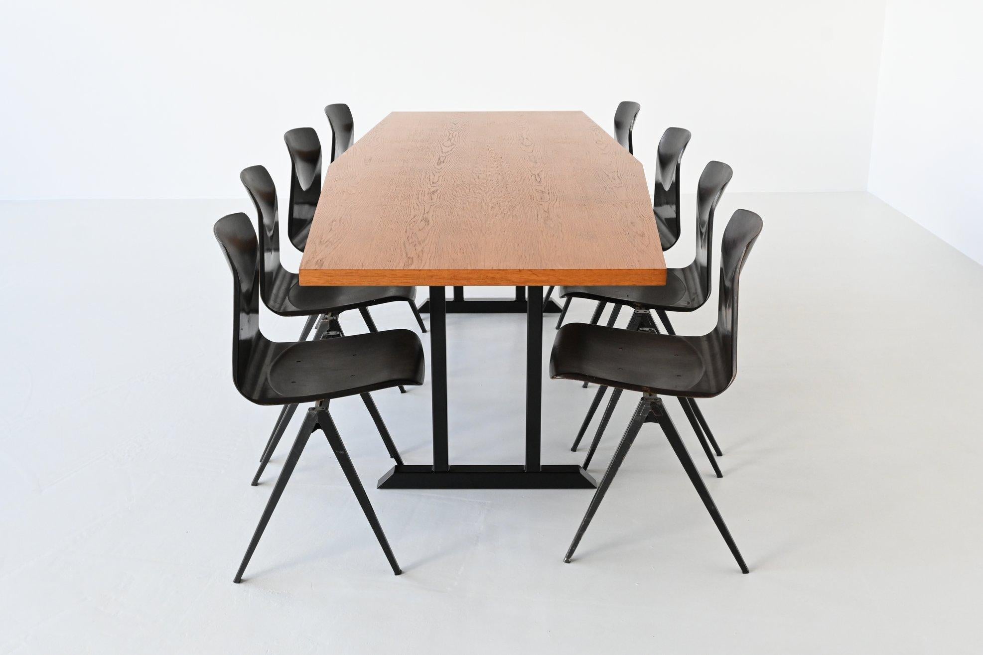 Large Oval Conference or Dining Table Oak Wood, The Netherlands, 1970 7