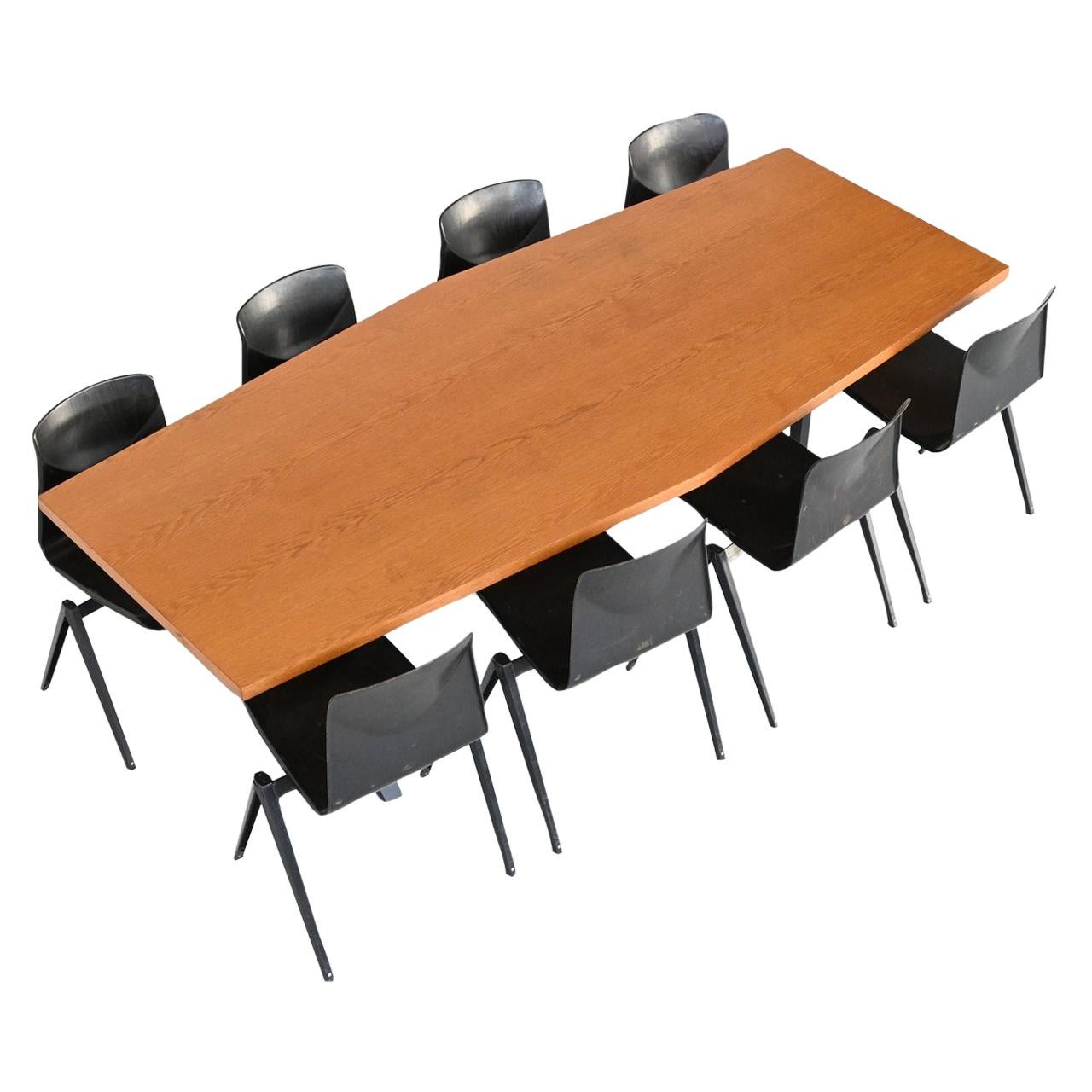 Large Oval Conference or Dining Table Oak Wood, The Netherlands, 1970