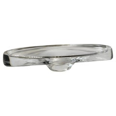 Large Oval Crystal Bowl by Andres Copier for Royal Leerdam, Netherlands 1980.