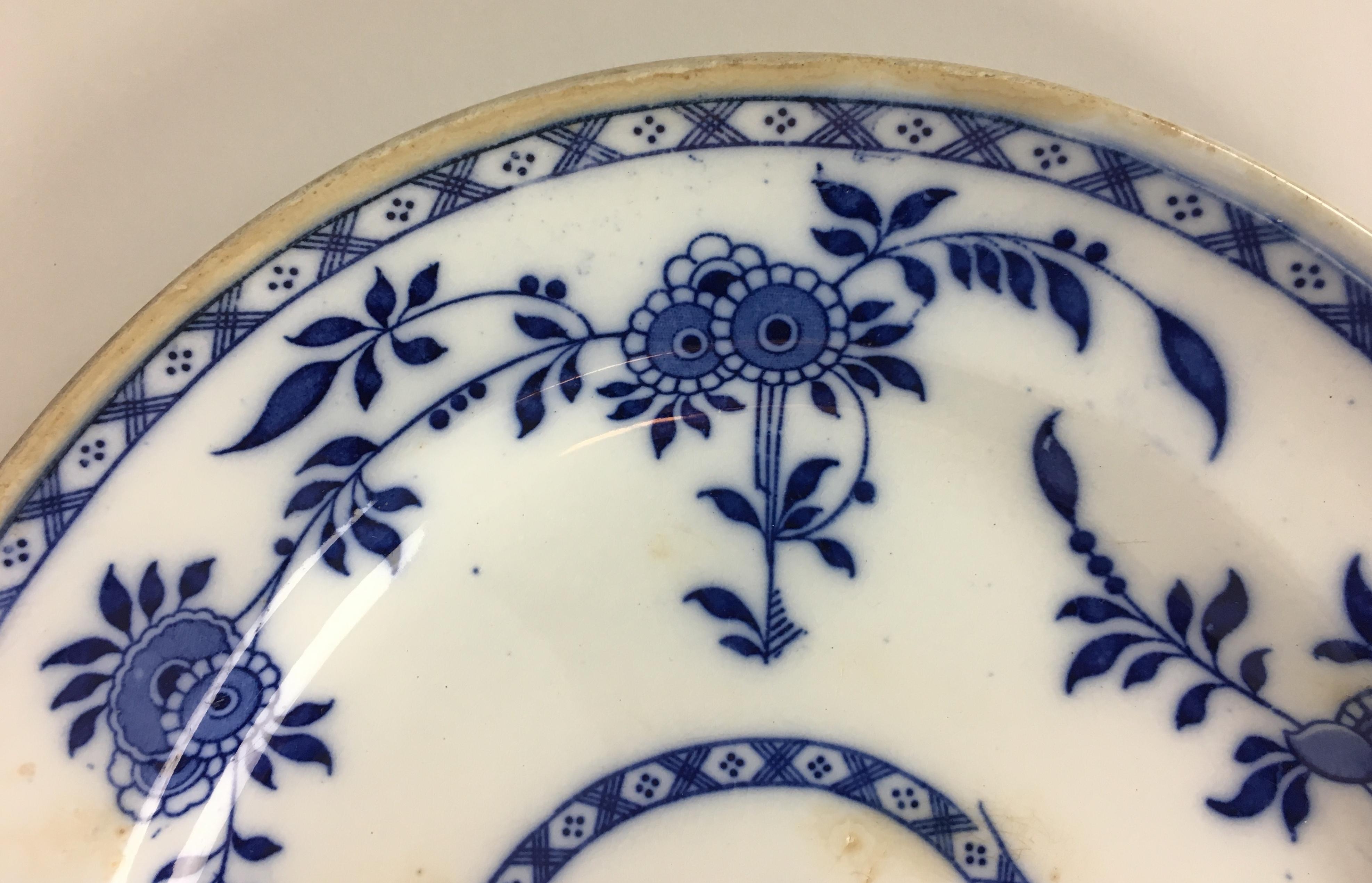 Glazed Minton England Oval Delft Blue and White Turkey or Roast Platter 