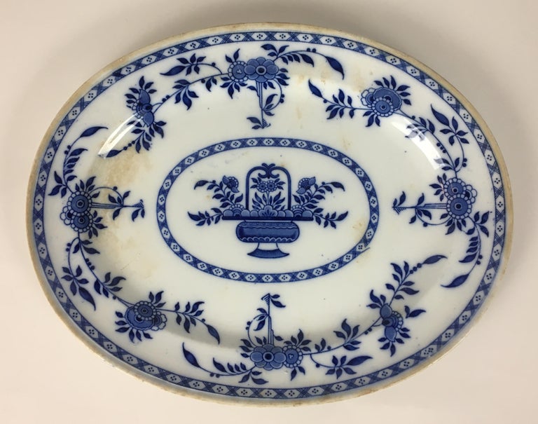 Minton England Oval Delft Blue and White Turkey or Roast Platter  1