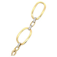 Large Oval Diamond Link Bracelet 2 Carats 18 Karat Yellow Gold 28.2 Grams