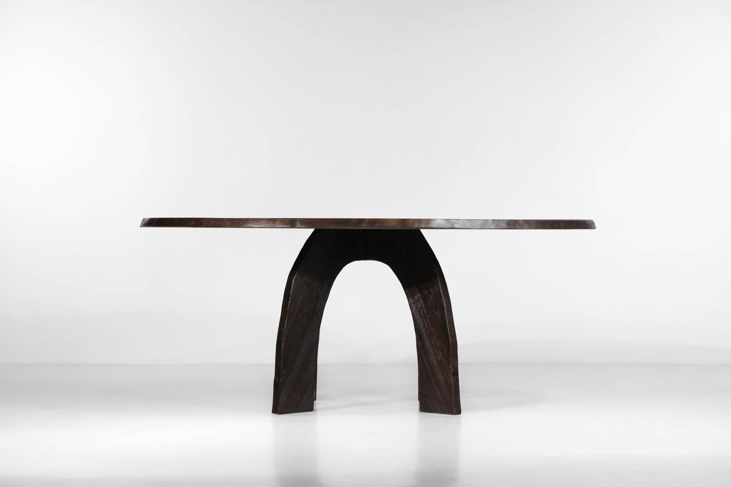 burnt wood dining table