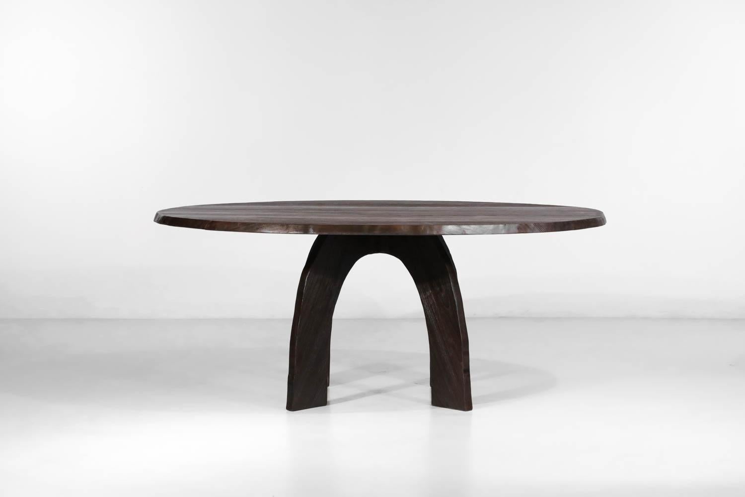 Organic Modern Large Oval Dining Table by Vincent Vincent in Burnt Wood For Sale