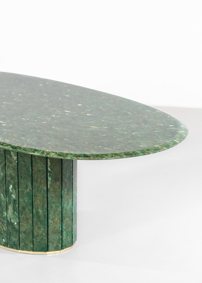 Large Oval Dining Table in Green Marble and Crystal at 1stDibs green