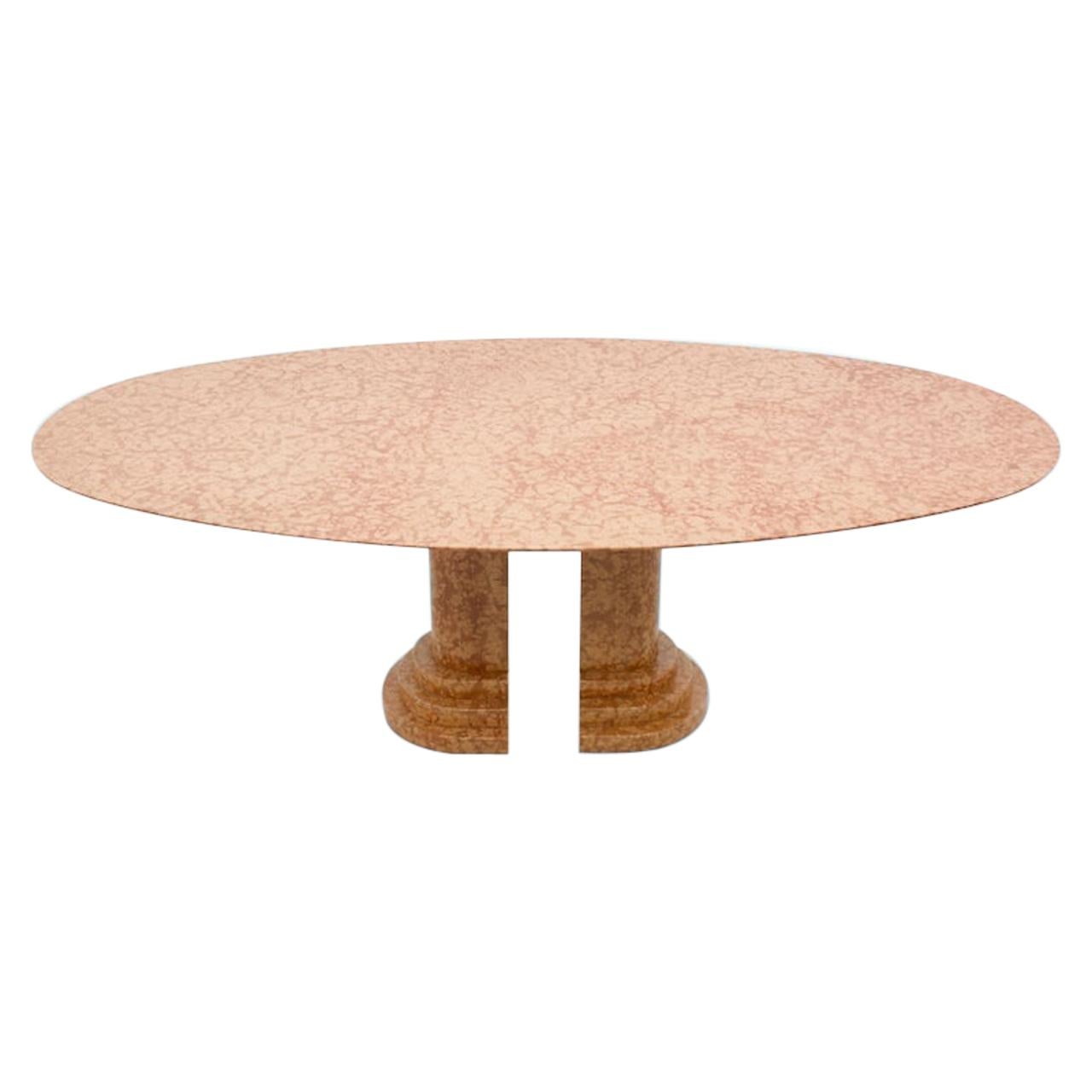 Large Oval Dining Table in Red Rosso Asagio Marble, Italy For Sale