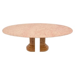 Large Oval Dining Table in Red Rosso Asagio Marble, Italy