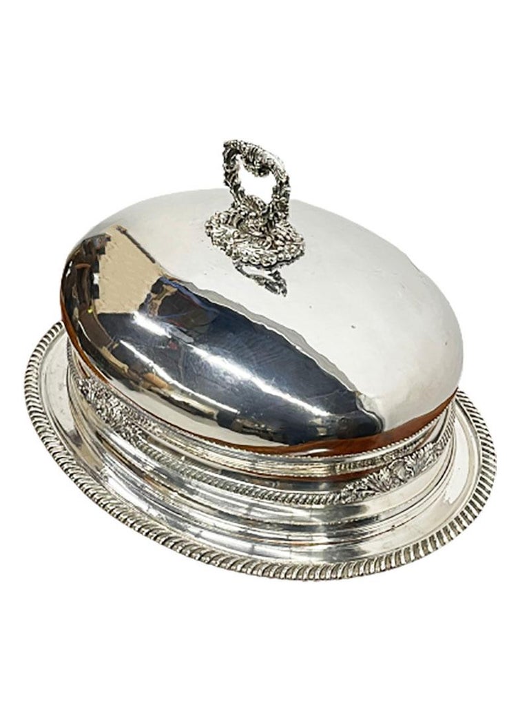 Large Oval Domed Dish or Food Cover, Silver Plated For Sale at 1stDibs