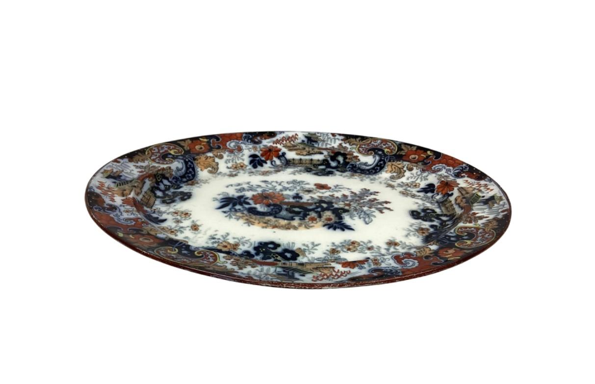 Anglo-Japanese Large Oval English Japanned Platter For Sale