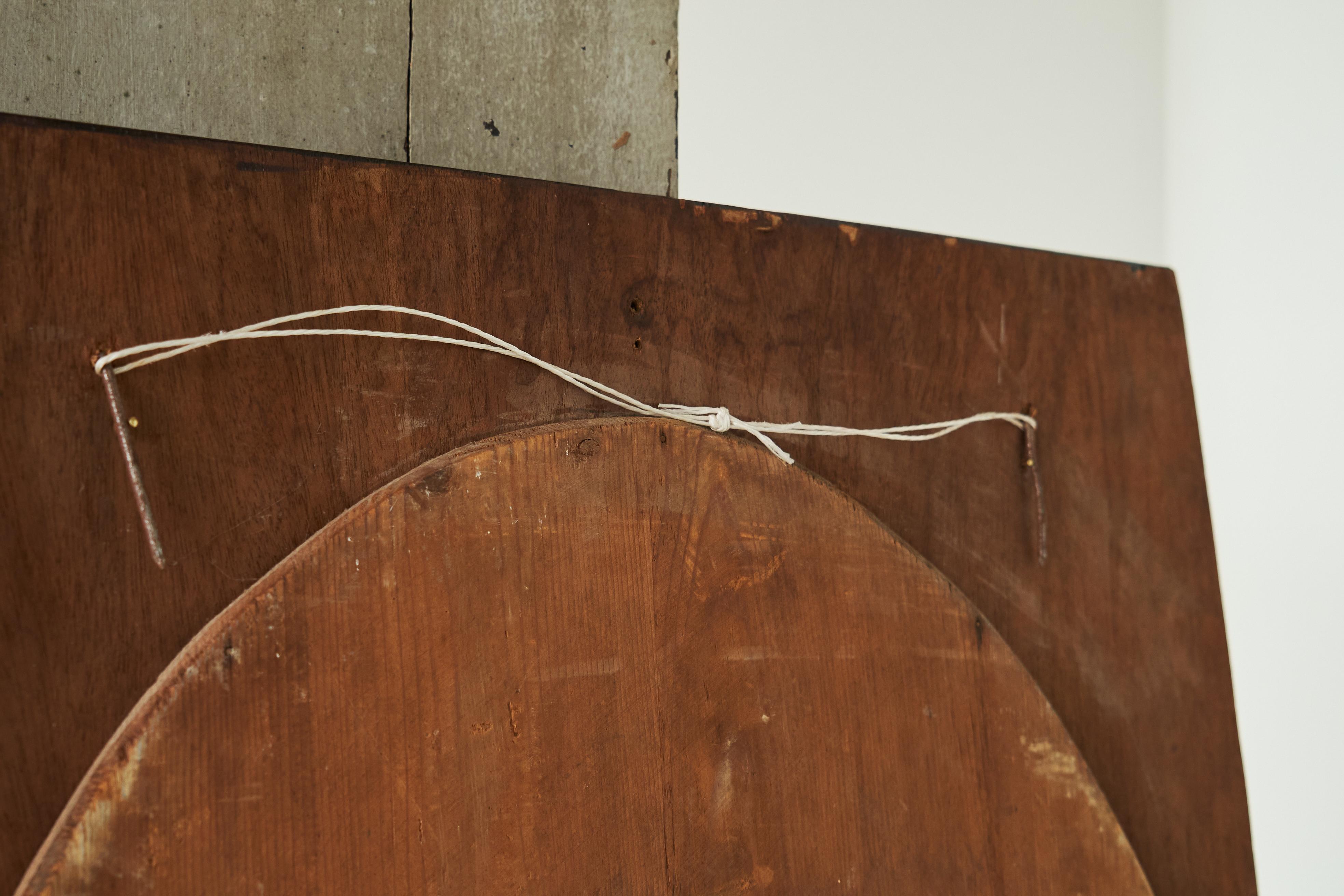 Large Oval Facetted Mirror in a Rectangular Oak Frame 1920s For Sale 3