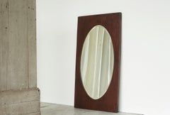 Large Oval Facetted Mirror in a Rectangular Oak Frame 1920s