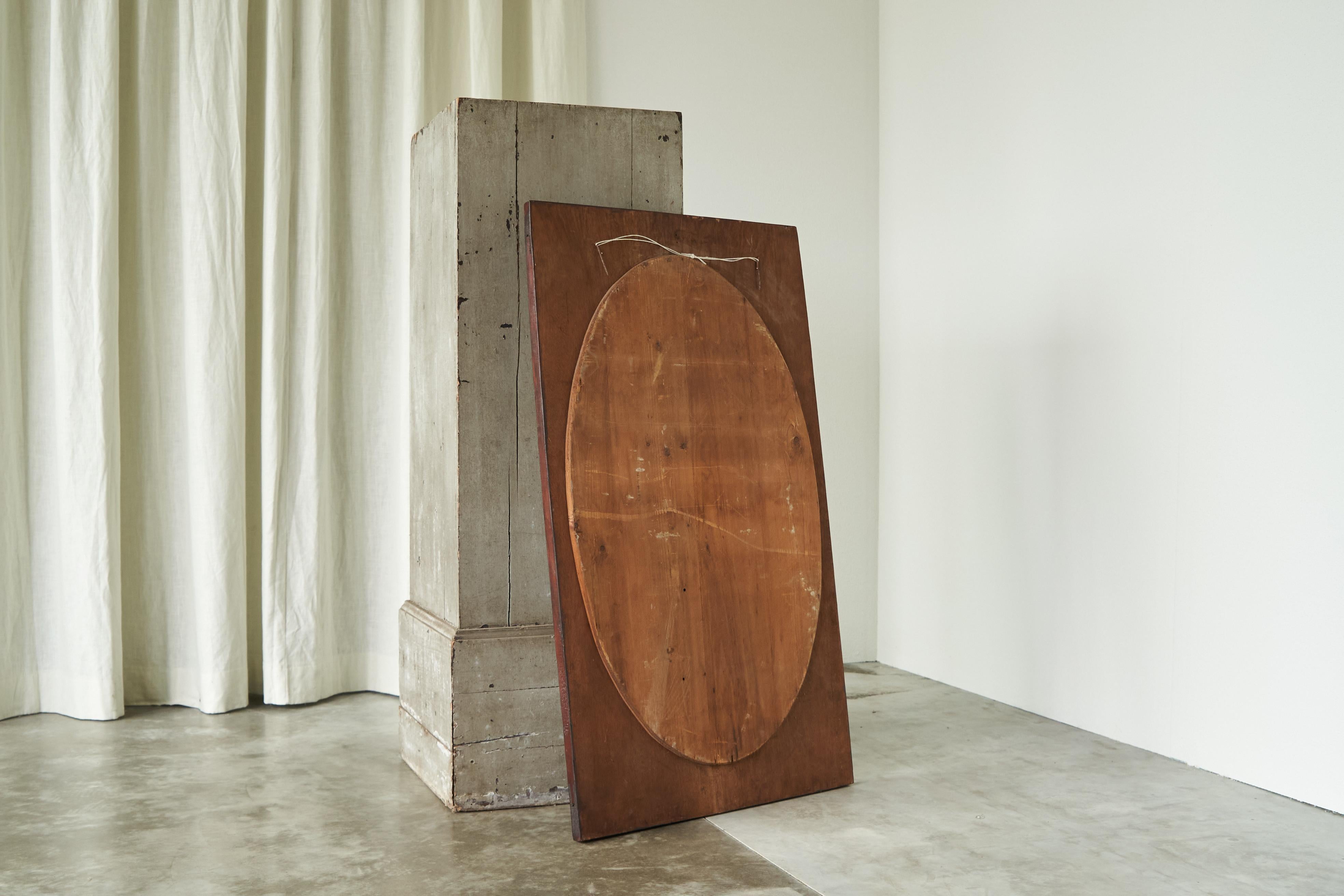 Large Oval Facetted Mirror in a Rectangular Oak Frame 1920s For Sale 2
