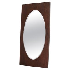 Large Oval Facetted Mirror in a Rectangular Oak Frame 1920s