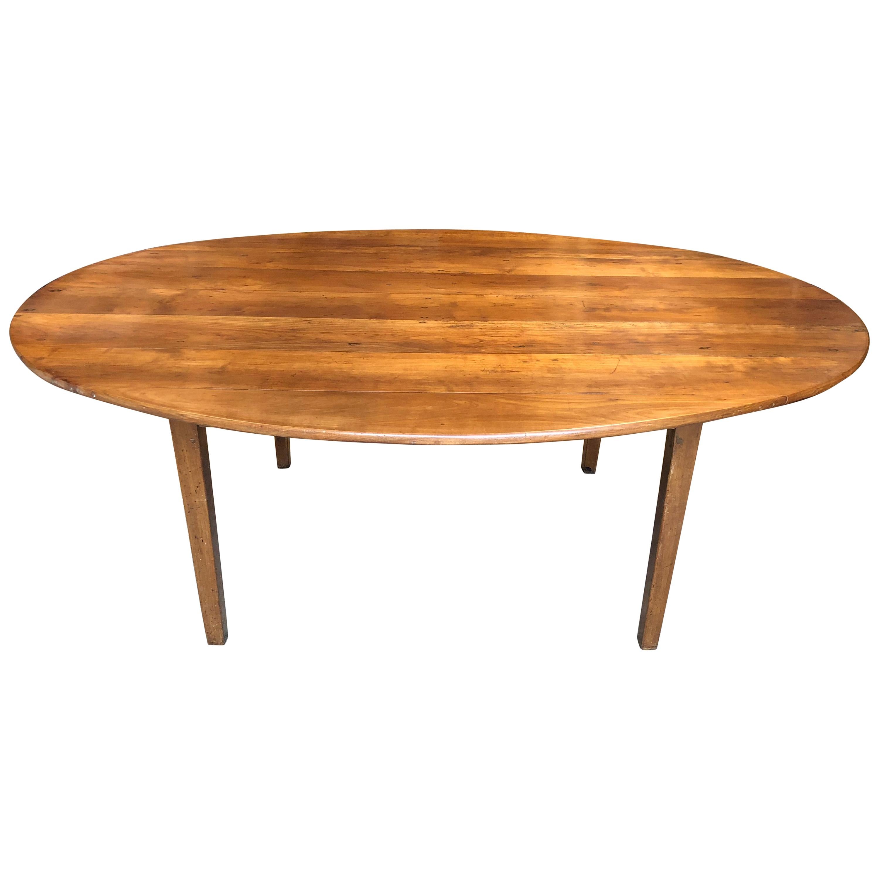 Large Oval Farm Table, Cherrywood, French, 19th Century