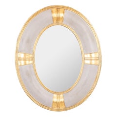 Large Oval Faux Hide Mirror