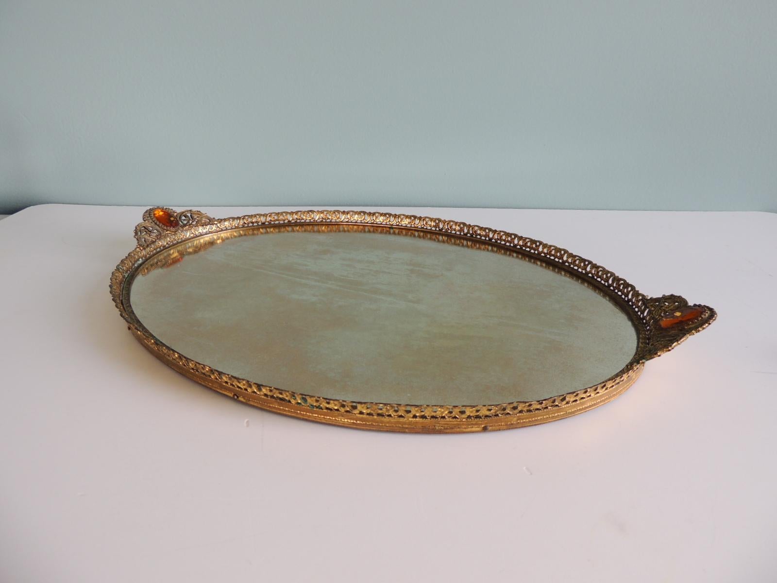 Stylebuilt matson vintage gold mirror tray