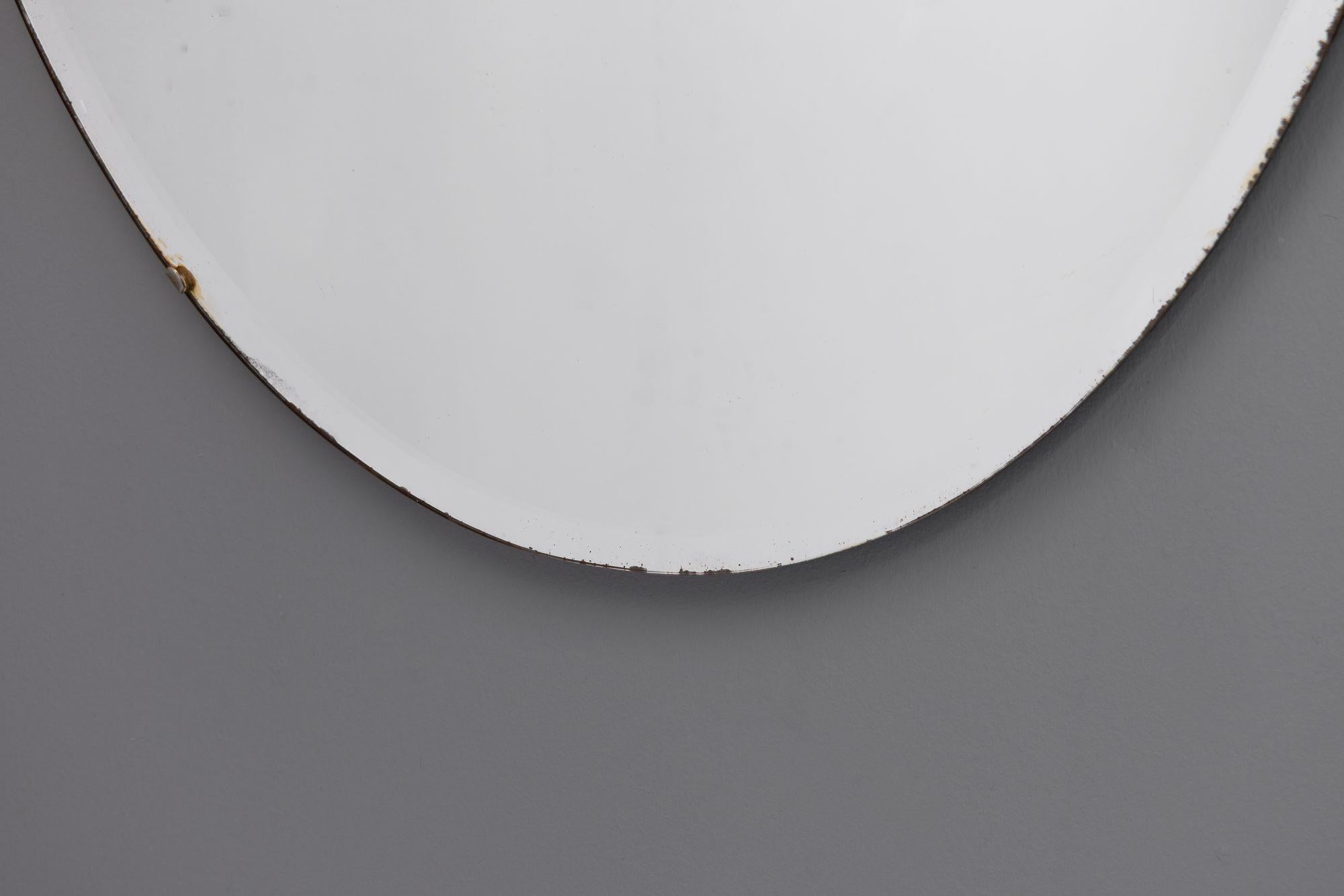 Milieu du XXe siècle Large Oval Frameless Mirror en vente